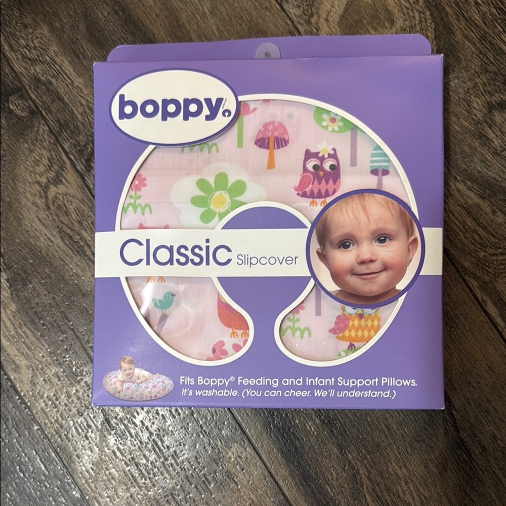 Boppy Classic Slipcover - Pink and Green Owl Design